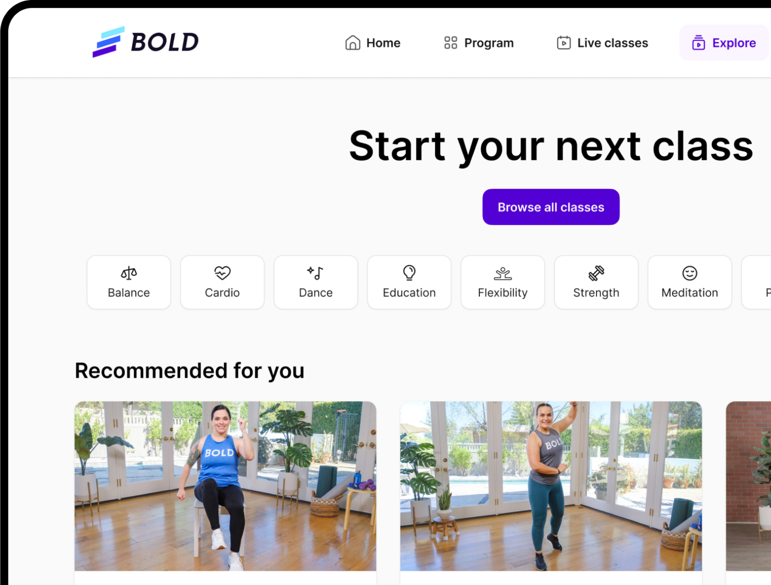 Screenshot of Bold Explore