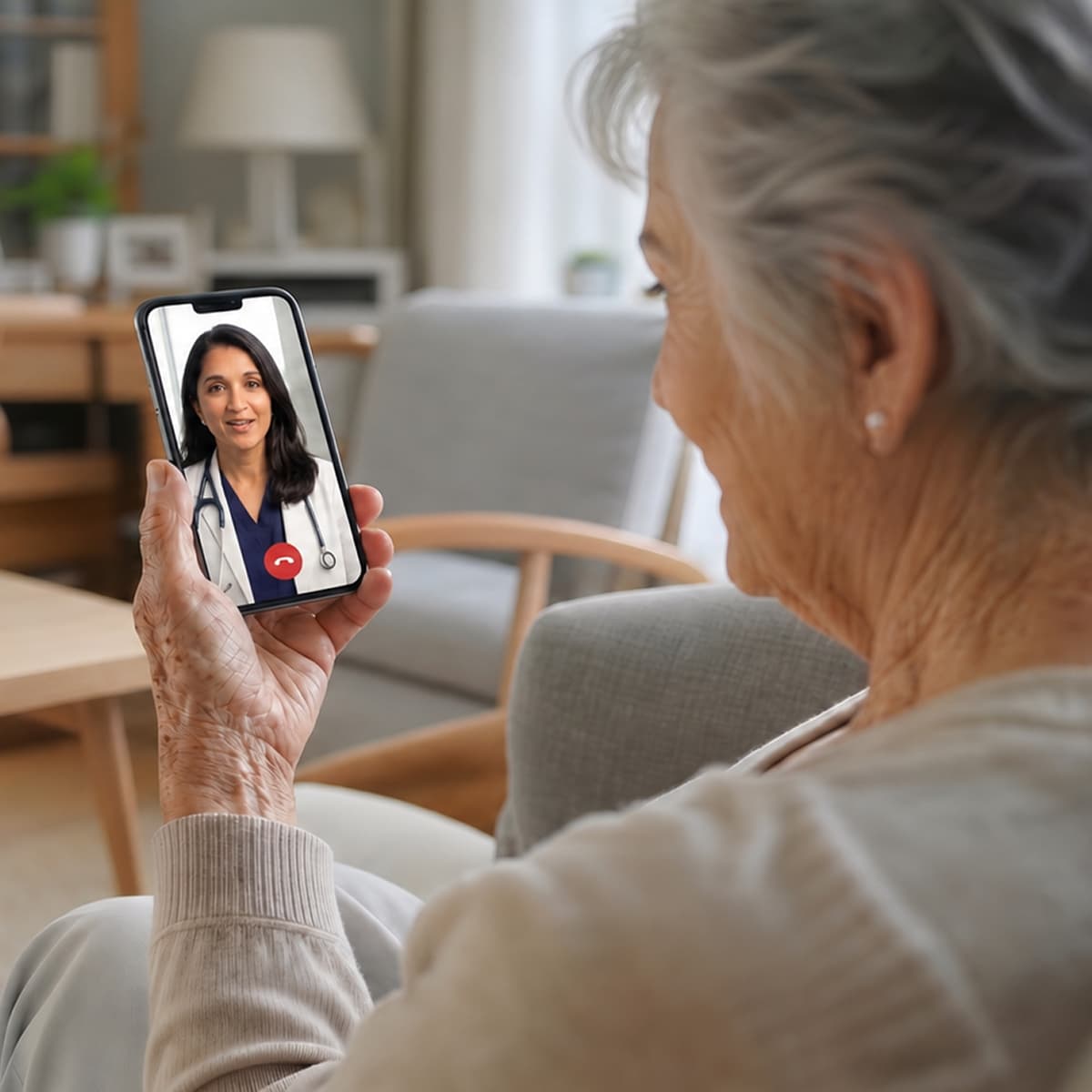 Patient on Bold Care video call with Doctor on tablet